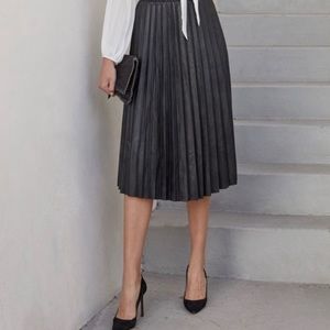 J. Crew Faux-leather pleated midi skirt